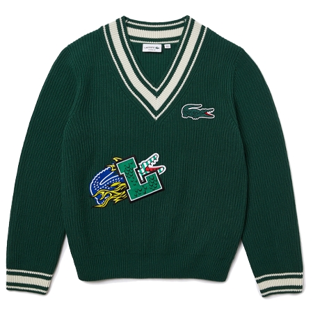 LACOSTE(ラコステ) セーター コミックグラフィックワッペンVネックセーター