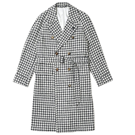 LARDINI(ラルディーニ) コート RETROレトロ ブークレライトツィードハウンドトゥースダブルブレストベルテッドポロコートJY23005/ITC61604