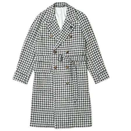 LARDINI(ラルディーニ) コート RETROレトロ ブークレライトツィードハウンドトゥースダブルブレストベルテッドポロコートJY23005/ITC61604