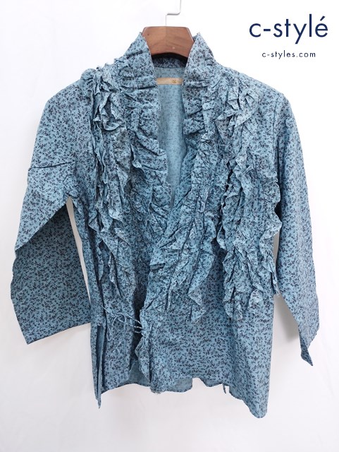 45R フォーティファイブアール カシュクール ブラウス 2 ブルー系 フリル 小花柄 コットン レディース