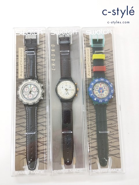 Swatch スウォッチ 腕時計 クォーツ CHRONO Lodge SCB111 AquaChrono BigBlue SBN101 BLACK RUDDER SBB10 計3点