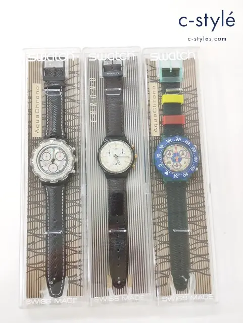 Swatch スウォッチ 腕時計 クォーツ CHRONO Lodge SCB111 AquaChrono BigBlue SBN101 BLACK RUDDER SBB10 計3点