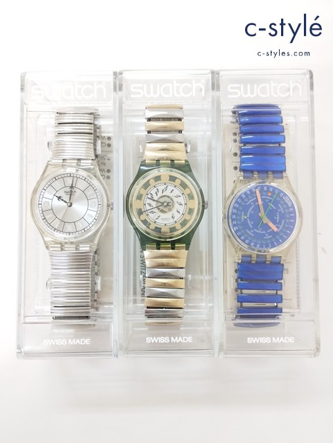 Swatch 腕時計 クォーツ Drop GK708 透明 Godefroi GK174 透明 Green Shine GG131 クリアグリーン系 計3点