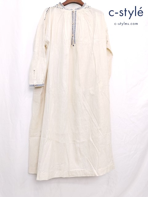45R フォーティファイブアール インドカディのカフタンドレス アイボリー系 ワンピース