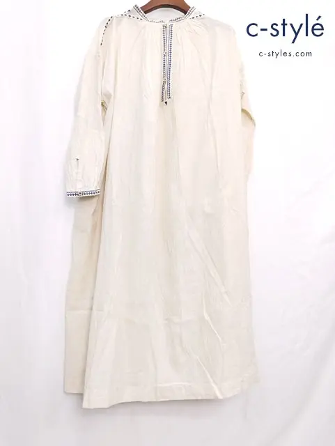 45R フォーティファイブアール インドカディのカフタンドレス アイボリー系 ワンピース