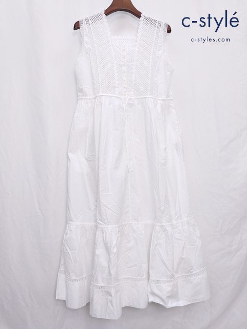 45R フォーティファイブアール スーピマバチストカットワークのペチドレス 2 ホワイト ワンピース