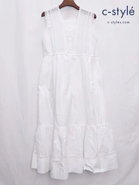 45R フォーティファイブアール スーピマバチストカットワークのペチドレス 2 ホワイト ワンピース