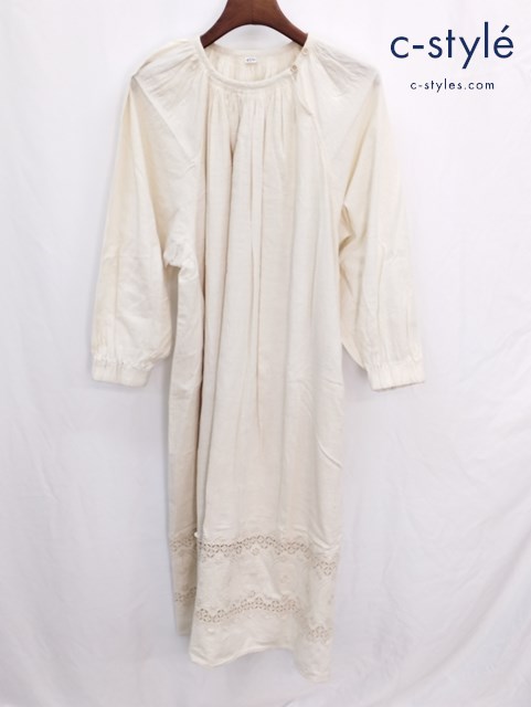 45R フォーティファイブアール カットワーク ワンピース クリーム系 コットン