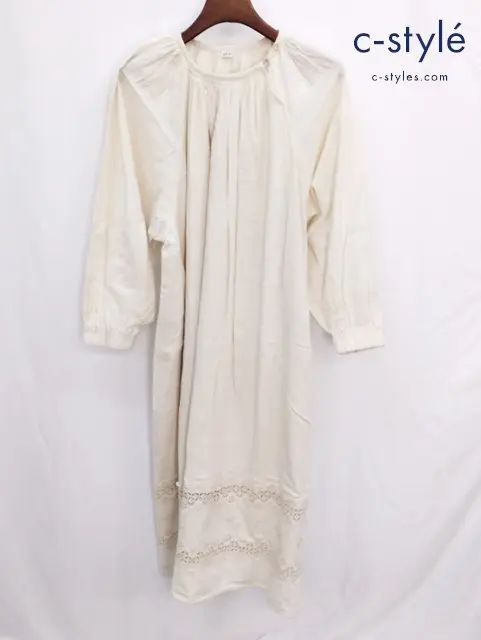 45R フォーティファイブアール カットワーク ワンピース クリーム系 コットン