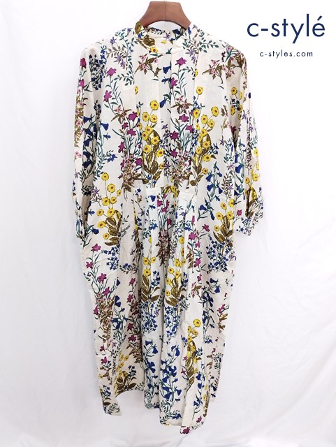 45R フォーティファイブアール インドカディ春花プリントのドレス アイボリー ワンピース