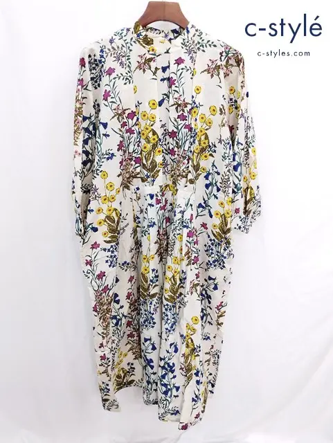 45R フォーティファイブアール インドカディ春花プリントのドレス アイボリー ワンピース