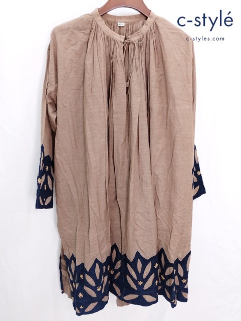 45R フォーティファイブアール チュニック 0 茶系 刺繍 レディース