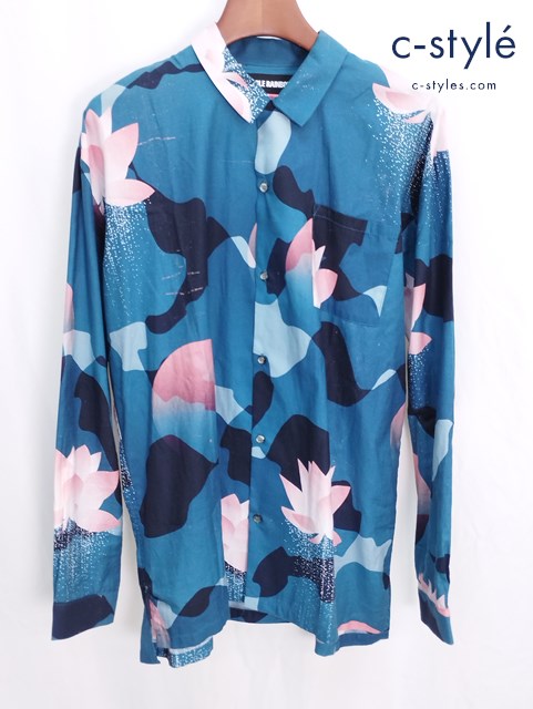 DOUBLE RAIBOUU ダブルレインボー オープンカラーシャツ M ブルー系 コットン