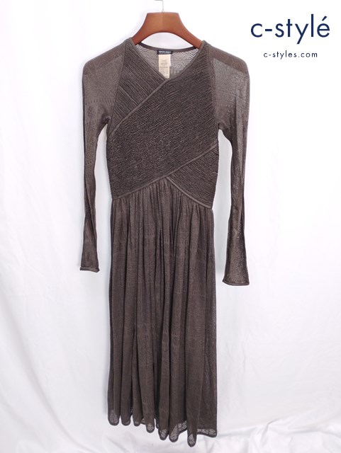 GIORGIO ARMANI ジョルジオ・アルマーニ ロングワンピース ドレス 長袖 カーキ系 イタリア製