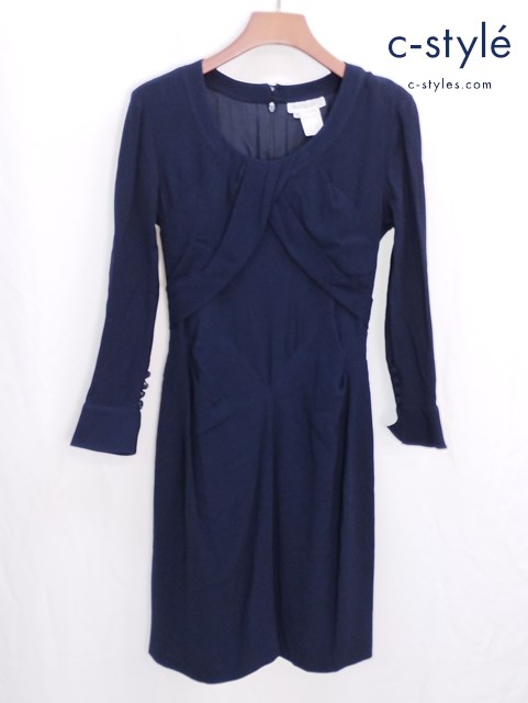 Karl Lagerfeld カールラガーフェルド ワンピース ドレス 40 ネイビー 長袖 フランス製