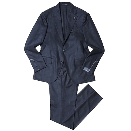 LARDINI(ラルディーニ) スーツ ADVANCEアドヴァンス SUPER170’sウールカシミアサキソニーチョークストライプ3B1プリーツスーツ 86107AQ435