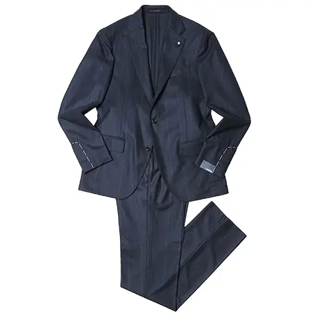 LARDINI(ラルディーニ) スーツ ADVANCEアドヴァンス SUPER170’sウールカシミアサキソニーチョークストライプ3B1プリーツスーツ 86107AQ435