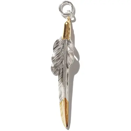 LARRY SMITH(ラリースミス) フェザー EAGLE HEAD KAZEKIRI FEATHER PENDANT No. 48 (18K GOLD ACCENT)
