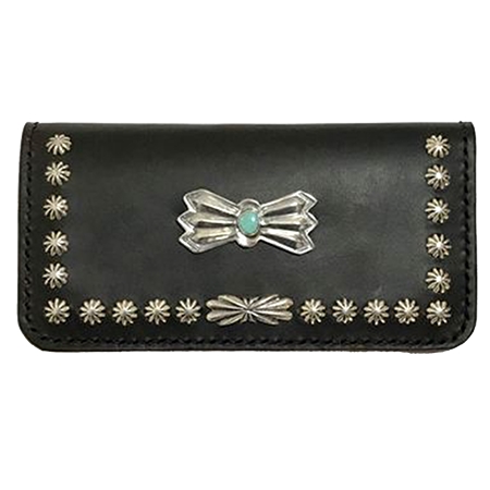 LARRY SMITH(ラリースミス) ウォレット BUTTERFLY TURQUOISE CUSTOM TRUCKER WALLET -M- Black