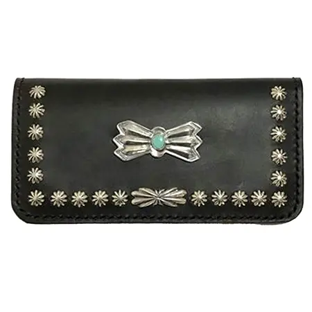 LARRY SMITH(ラリースミス) ウォレット BUTTERFLY TURQUOISE CUSTOM TRUCKER WALLET -M- Black