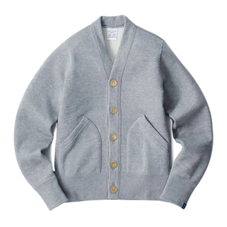 LOOPWHEELER(ループウィラー) カーディガン LW180 吊り編みカーディガン　グレーメランジ