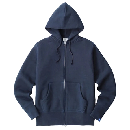 LOOPWHEELER(ループウィラー) パーカー LW09 丸胴吊り編みジップフーディ　マリン(ネイビー)