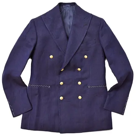 Luca Grassia(ルカグラシア) ジャケット リネン ヘリンボーン メタルボタン ダブル8Bジャケット