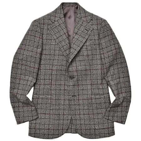 Luca Grassia(ルカグラシア) ジャケット ウール メランジ グレンチェック ウィンドウペーン シングル3Bジャケット