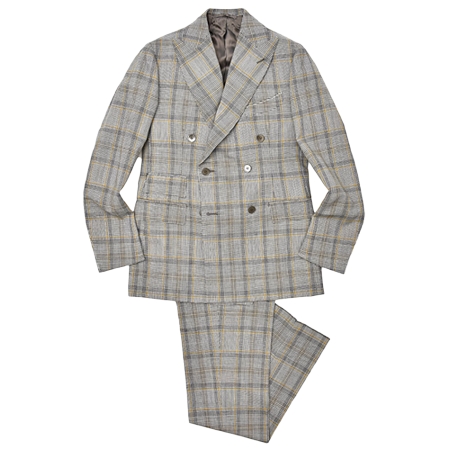 Luca Grassia(ルカグラシア) スーツ ウール グレンチェック チェンジポケット 1プリーツ ダブル6Bスーツ