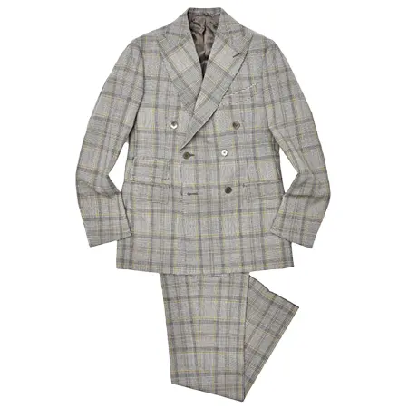 Luca Grassia(ルカグラシア) スーツ ウール グレンチェック チェンジポケット 1プリーツ ダブル6Bスーツ