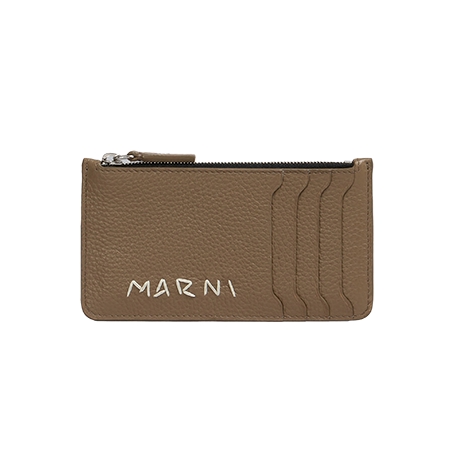 MARNI(マルニ) 名刺入れ・カードケース ブラウン レザー製 カードケース、マルニメンディング