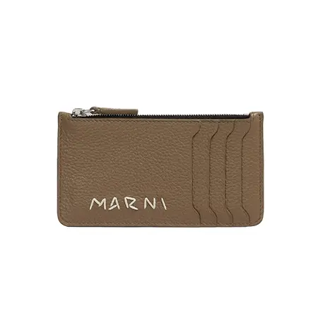 MARNI(マルニ) 名刺入れ・カードケース ブラウン レザー製 カードケース、マルニメンディング