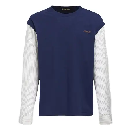 MARNI(マルニ) Tシャツ ストライプ ポプリン スリーブ ブルー ジャージー Tシャツ