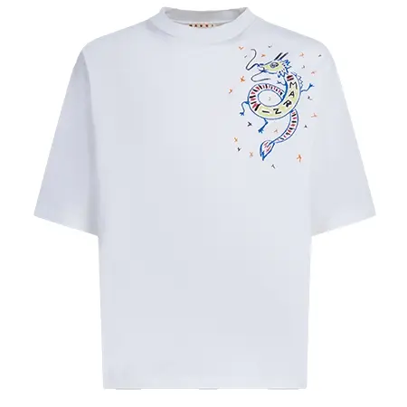 MARNI(マルニ) Tシャツ ホワイト ドラゴンプリント オーガニックジャージー製 Tシャツ