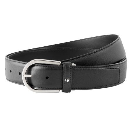 MONTBLANC(モンブラン) ベルト ホースシューバックル グレー レザーベルト、35mm