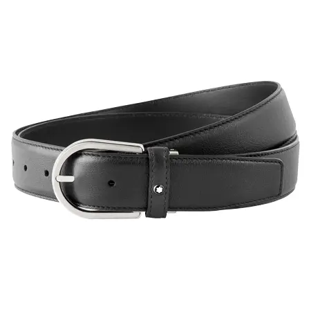 MONTBLANC(モンブラン) ベルト ホースシューバックル グレー レザーベルト、35mm