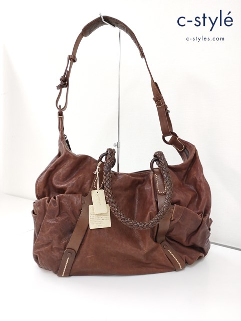 genten ゲンテン レザーバッグ ブラウン 2WAY 35670 牛革 羊革 ショルダーバッグ