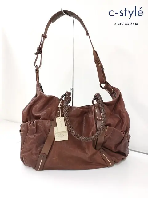 genten ゲンテン レザーバッグ ブラウン 2WAY 35670 牛革 羊革 ショルダーバッグ