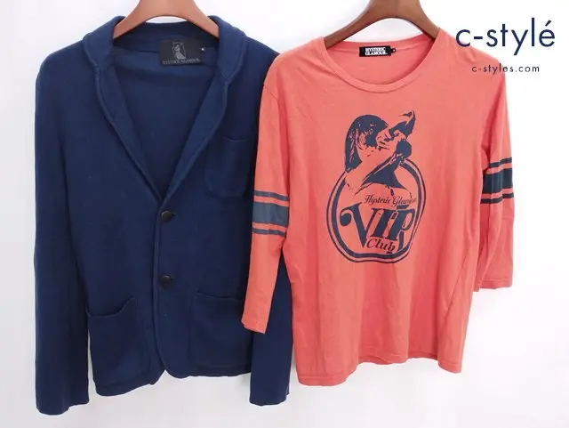 HYSTERIC GLAMOUR ヒステリックグラマー Tシャツ カーディガン S オレンジ ネイビー