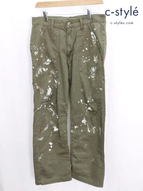 glamb グラム ワークパンツ 1 カーキ ペイント加工 コットン