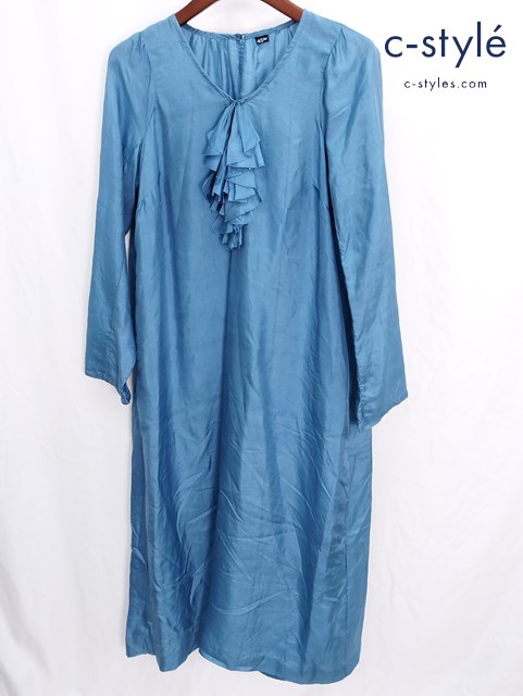 45R フォーティーファイブアール シルクワンピース 0 ブルー シルク100% 日本製