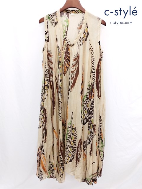 45R フォーティーファイブアール ノースリーブワンピース 0 ベージュ系 コットン シルク 植物