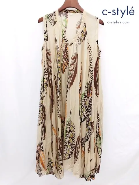 45R フォーティーファイブアール ノースリーブワンピース 0 ベージュ系 コットン シルク 植物