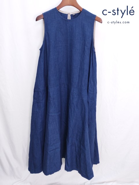 45R フォーティーファイブアール ノースリーブワンピース 0 インディゴ リネン100%