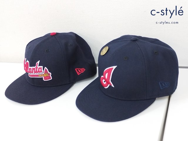 NEWERA キャップ 7・7/8 62.5ｃｍ ネイビー インディアンス JACOBS FIELD アトランタ・ブレーブス 59FIFTY
