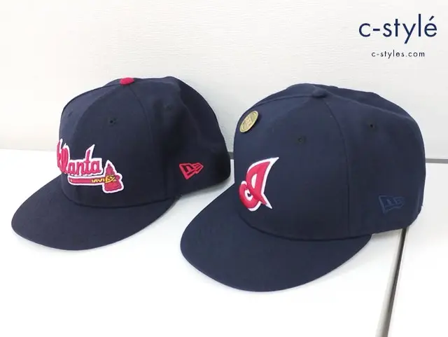 NEWERA キャップ 7・7/8 62.5ｃｍ ネイビー インディアンス JACOBS FIELD アトランタ・ブレーブス 59FIFTY