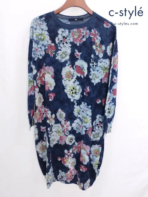 45R フォーティファイブアール インディゴ梅小紋ギマニットワンピース 0 コットン