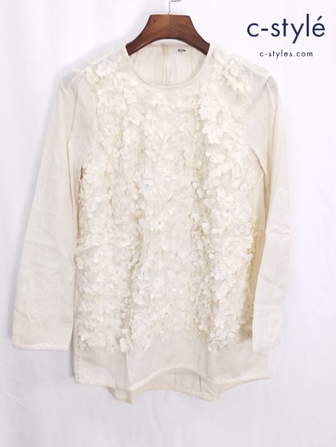 45R フォーティファイブアール ブラウス 2 ベージュ系 フラワー 花 コットンシルク