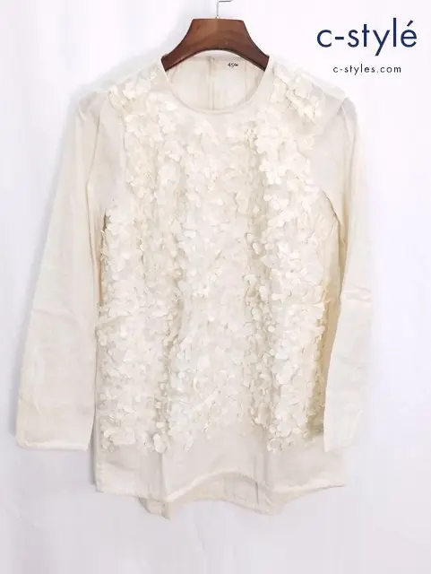 45R フォーティファイブアール ブラウス 2 ベージュ系 フラワー 花 コットンシルク
