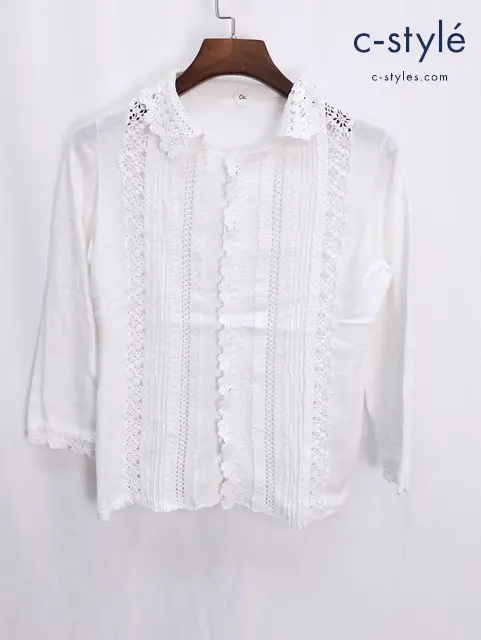 45R フォーティファイブアール カーディガン 2 ホワイト コットン カットワーク